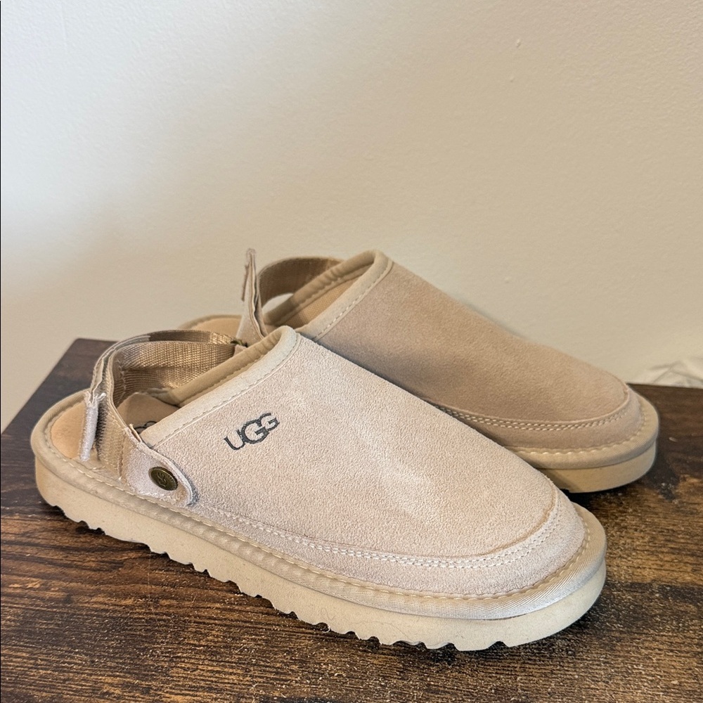 UGG Goldenstar Clog Beige Suede Slip-On Shoes